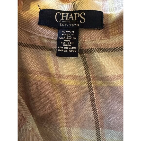 Chaps V Neck Long Sleeve Flannel Shirt Size Small Modern Designer Hiking Outdoor - Picture 3 of 16